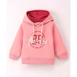 OLLYPOP Fleece Full Sleeves Hoodie  Text Print - Pink-picture-22