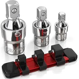 Olsa Tools 3 Pc. Universal Joint Set | Light Socket Adapter 1/2-Inch drive, 3/8-Inch Drive, and 1/4-inch drive |Aluminum rail Included | Heavy-Duty | Great for Automotive, Wheels, and Lug Nuts-picture-14