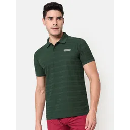 OLWEN Men Brand Logo Striped Polo Collar T-shirt-picture-31