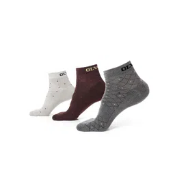 OLWEN Men Pack Of 3 Patterned Cotton Ankle Length Socks-picture-14