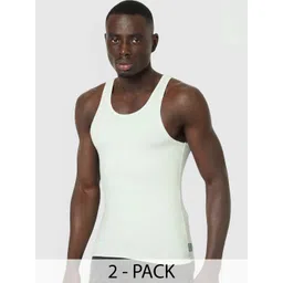 OLWEN Pack Of 2 Cotton Innerwear Vests 1987-Vest-PO2-Mist-S-picture-41