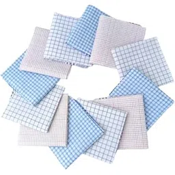 Olyra Premium White Based Checked multicolour 100% Cotton Handkerchiefs, 50x52 cm, Ultra Soft, High absorbent, Skin friendly hankys & Reusable Cloth Napkins for daily use – Pack of 12-picture-22