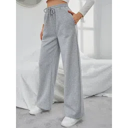 Om Clothing Women Solid Loose Fit High-Rise Drawstring Flat-Front Trousers-picture-10