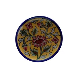 Om Craft Villa Jaipur Blue Pottery Yellow & Red Printed Ceramic Wall Plates-picture-15