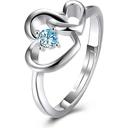 om jewells Cz Jewellery Rhodium Plated Heart In Heart Adjustable Finger Ring Decorated With Blue Cz Stone For Girls And Women FR1000934-picture-26