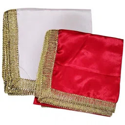 om pooja shop Satin Blend Printed White, Red Men Dupatta-picture-11