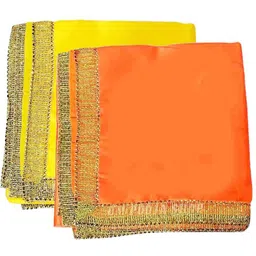 om pooja shop Satin Blend Printed Yellow, Orange Men Dupatta-picture-12