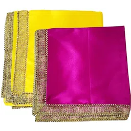 om pooja shop Satin Blend Printed Yellow, Purple Men Dupatta-picture-14