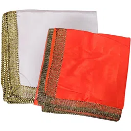 om pooja shop Satin Blend Solid White, Red Men Dupatta-picture-17