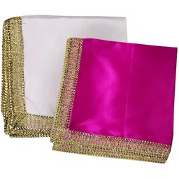 om pooja shop Satin Blend Printed White, Purple Men Dupatta image 1