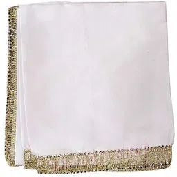 om pooja shop Satin Blend Printed White, Purple Men Dupatta image 2