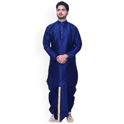 Om Shubh Mangalam Band Collar Dupion Silk Straight Kurta With Dhoti Pants-picture-14