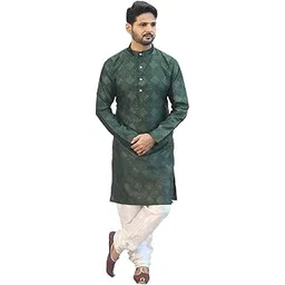 om shubh mangalam Men's Malai Jacquard Kurta Churidar Pyjama Set-picture-11