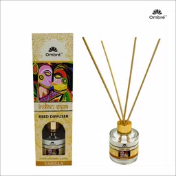 Ombre Glass Vanilla Reed Diffuser Set (100ml) with 5 Natural Reed Sticks. NA Diffuser-picture-29