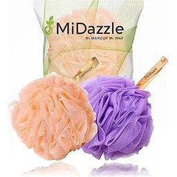 omidazzle Midazzle Luxury Bathing Loofah Sponge Exfoliator Scrubber for High Lather Cleansing (Large, 55g, Pack of 2, Orange & Purple)-picture-10
