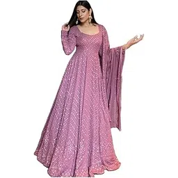 Omkar Tex's georgette anarkali Gown with Dupatta Set for women || Ethnic gown-picture-46