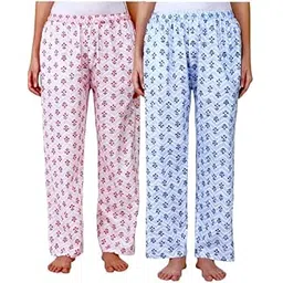 Omney trandy fasionable Women's Cotton Floral Printed Pyjama/Track Pant Lower, colour-Blue pink diwali,depawali,fastivel,Free Size Combo of 2-picture-54