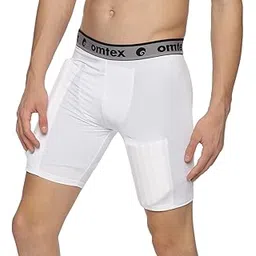 omtex Compression Batting Shorts for Left-Handed Cricketers with Inner Pad – White, Comfortable & Protective - L-picture-10