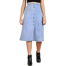 one amore Women Solid A-line Light Blue Skirt-picture-28