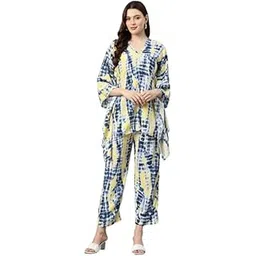 one femme Women Tie Dyed Kaftan Top & Trousers Co-Ords Set-picture-51