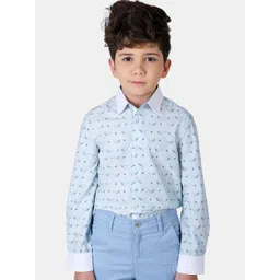 One Friday Boys Blue Comfort Printed Casual Shirt image 1