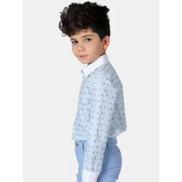 One Friday Boys Blue Comfort Printed Casual Shirt image 3