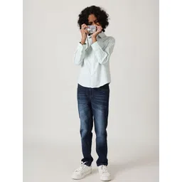 One Friday Boys Blue Denim Comfort Mid-Rise Light Fade Stretchable Jeans-picture-20