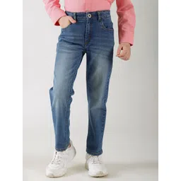 One Friday Boys Blue Denim Comfort Regular Fit Mid-Rise Light Fade Stretchable Jeans-picture-21