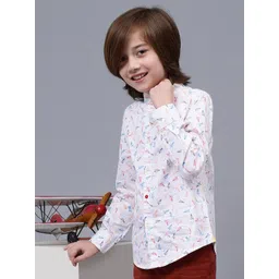 One Friday Boys Comfort Conversational Printed Band Collar Cotton Casual Shirt image 2