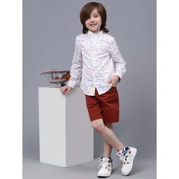 One Friday Boys Comfort Conversational Printed Band Collar Cotton Casual Shirt image 3