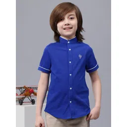 One Friday Boys Comfort Mandarin Collar Opaque Cotton Casual Shirt-picture-31