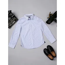 One Friday Boys Comfort Micro Ditsy Printed Spread Collar Cotton Shirt-picture-16