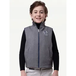 One Friday Boys Self Designed Sleeveless Open Front Jacket-picture-24