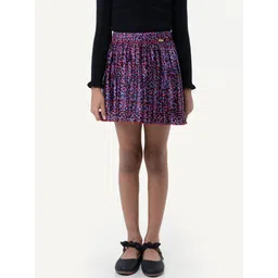 One Friday Girls Animal Printed Flared Mini Skirts-picture-25
