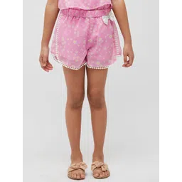 One Friday Girls Floral Printed Mid Rise Shorts With Bow-picture-15