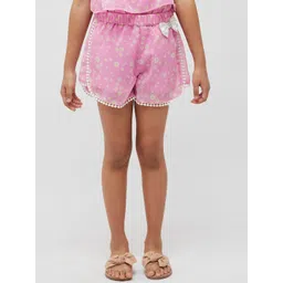 One Friday Girls Floral Printed Shorts With Bow-picture-14