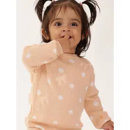 One Friday Girls Peach Regular Fit Printed Sweater-picture-11