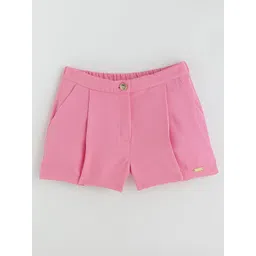 One Friday Girls Pink Regular Fit Solid Shorts-picture-40