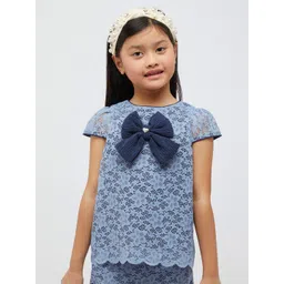 One Friday Girls Self Design Bow Detail Lace Up Top-picture-27