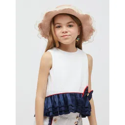 One Friday Girls Self Design Bow Detail Ruffled Peplum Top-picture-28