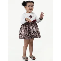 One Friday Infants Animal Printed Round Neck Gathered Cotton Fit & Flare Dress-picture-30
