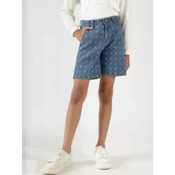 One Friday Kids Blue Printed Regular Fit Shorts-picture-36