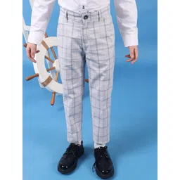 One Friday Kids Boys Pure Cotton Regular Fit Mid-Rise Checked Chinos Trouser-picture-17