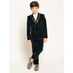 One Friday Kids Green Regular Fit Blazer Set-image-46