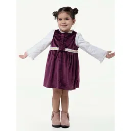 One Friday Kids Maroon Regular Fit Dress Set-picture-13