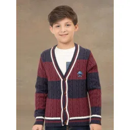 One Friday Kids Multicolor Striped Regular Fit Sweater-image-29