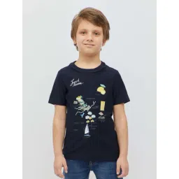 One Friday Kids Navy Printed Regular Fit T-Shirt-picture-29