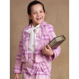 One Friday Kids Pink Checks Regular Fit Jacket-picture-19
