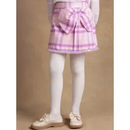 One Friday Kids Pink Checks Regular Fit Skirt-picture-36