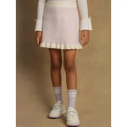 One Friday Kids Pink Checks Regular Fit Skirt-picture-35
